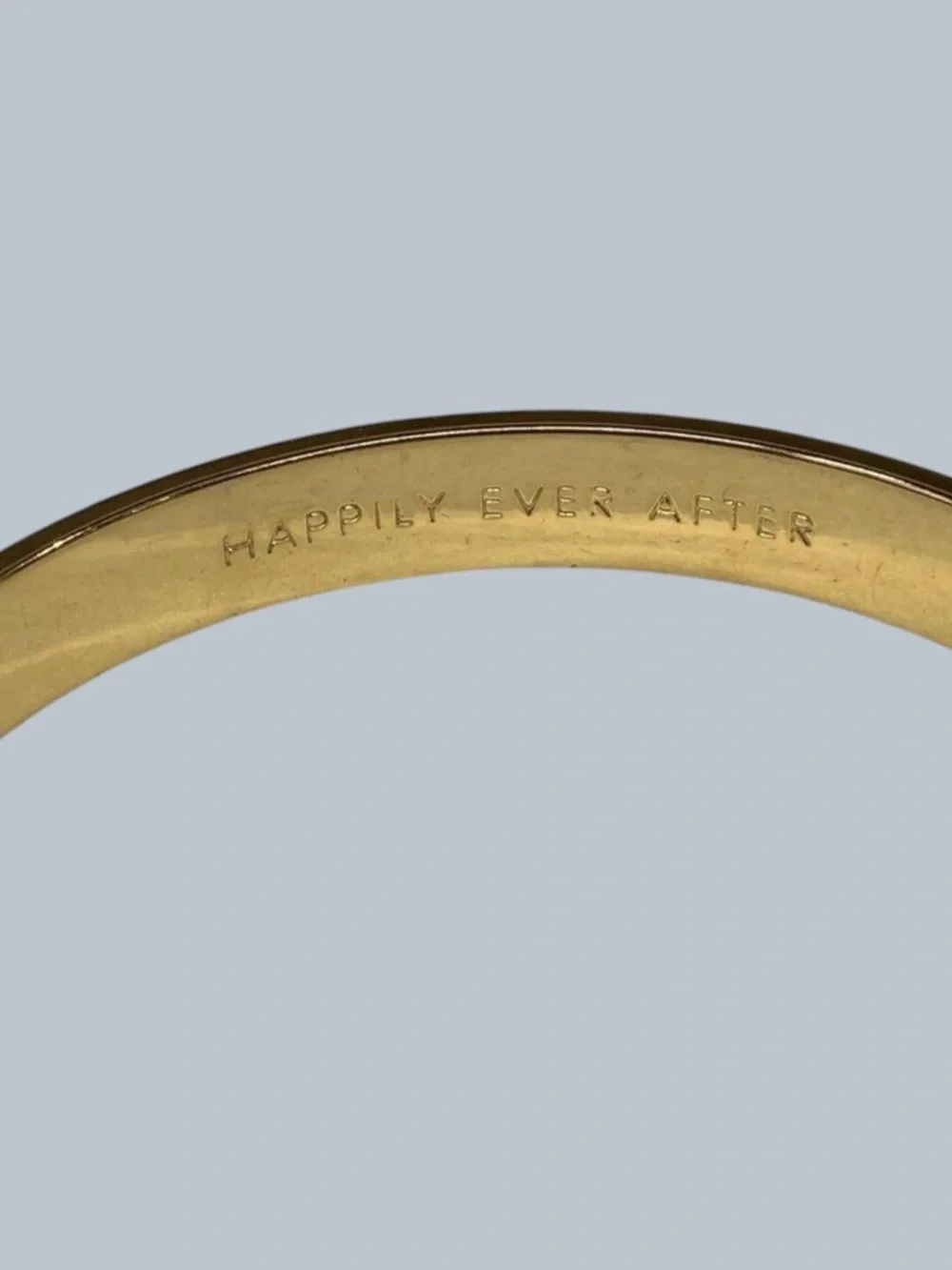 kate spade Gold Tone Engraved Bangle Bracelet “happily ever after” Bride 2466